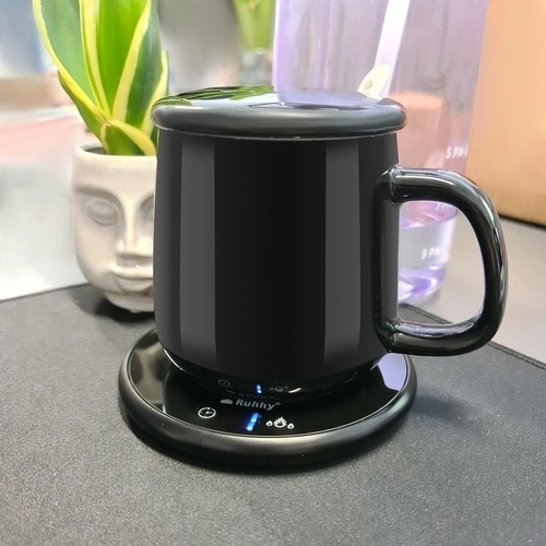 Elegant gift set: warmer + ceramic mug with lid