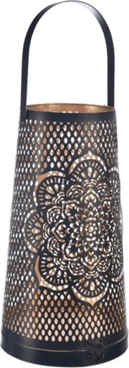 Black and Gold Mandala Metal Candle Holder