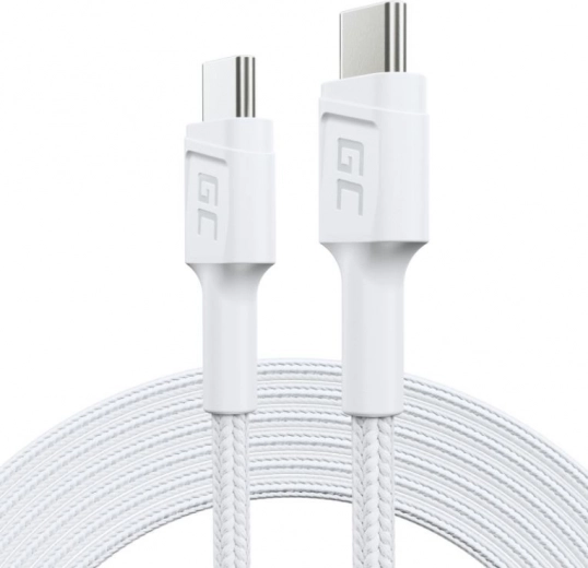 USB‑C–USB‑C laadimiskaabel 2 m, 60 W Power Delivery, QC 3.0, valge