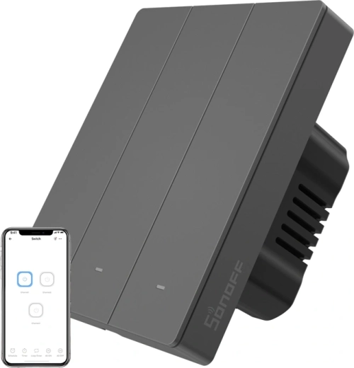 SONOFF M5 Smart Wi-Fi Wall Switch, 3-Channel, Graphite