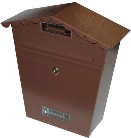 Pruun postkast katusega 290 × 360 × 105 mm