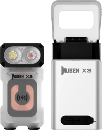 Wuben X3 White taskulamp 700 lm alumiiniumist juhtmevaba laadimiskarbiga, valge