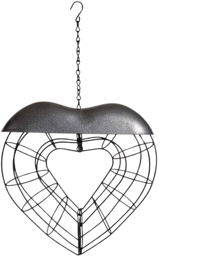 Metal bird feeder for suet balls, heart-shaped, 25 × 25 × 7 cm