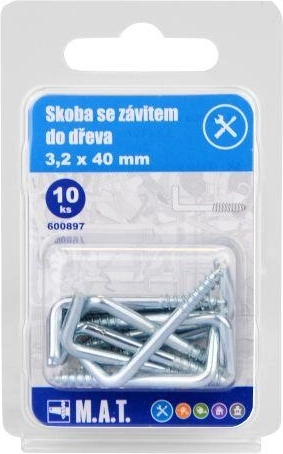 Puidukruviga klamber 40 × 3,2 mm, tsingitud (10 tk)