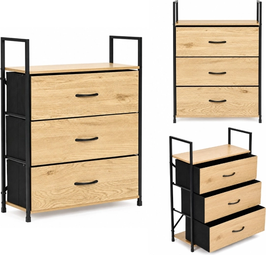 ModernHome chest of drawers with 3 fabric drawers 60 cm, loft - 1 piece