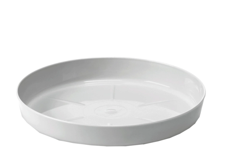 Valge alus taldrik lillepotile LAMELA 34 cm