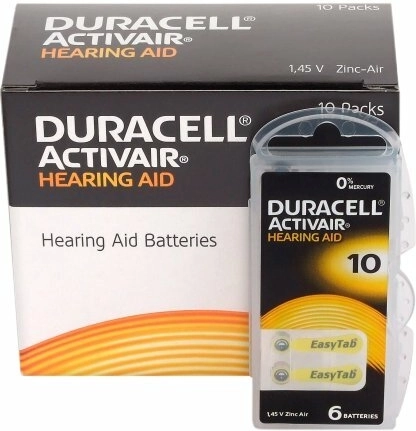 Hearing aid batteries DURACELL Activair 10, 6 pcs