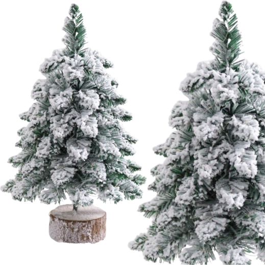 Dekoratiivne lumega kaetud jõulupuu tüvel 60 × 16 cm