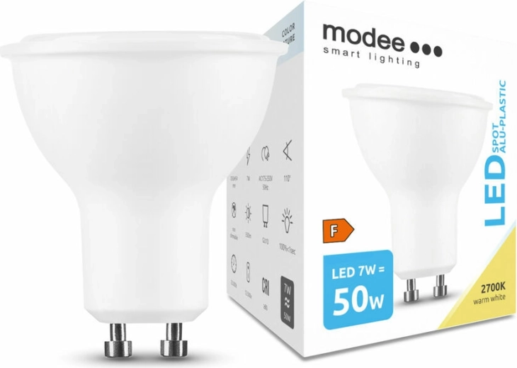 LED kohtlamp GU10 7 W soe valge 2700 K MODEE