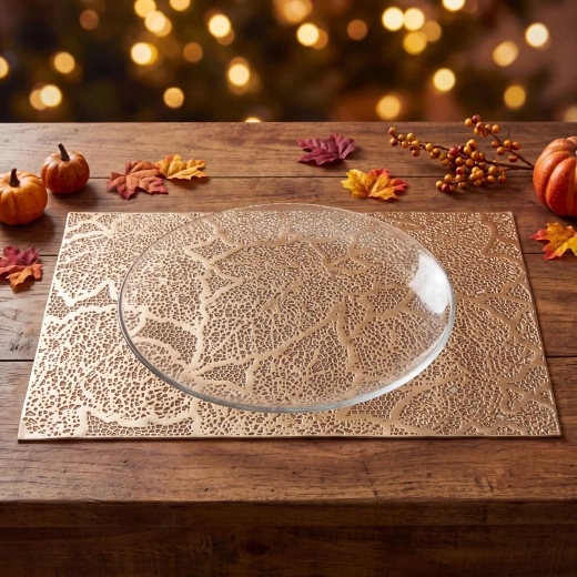 PVC placemat with leaf motif 45 × 30 cm – Gold