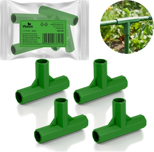 Rohelised T-liitmikud 11 mm tugikeppidele PLONOS, komplekt 4 tk