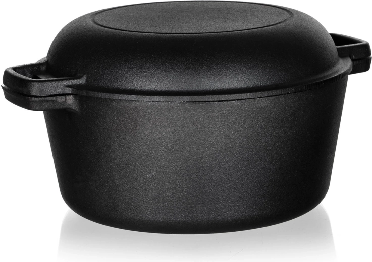 Cast Iron Pot with Lid Excellent 4.8 l + 1.8 l lid, black