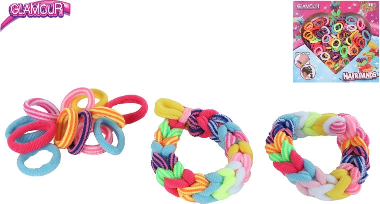 Glamour elastsete juuksekummide komplekt – 150 värvilist tk