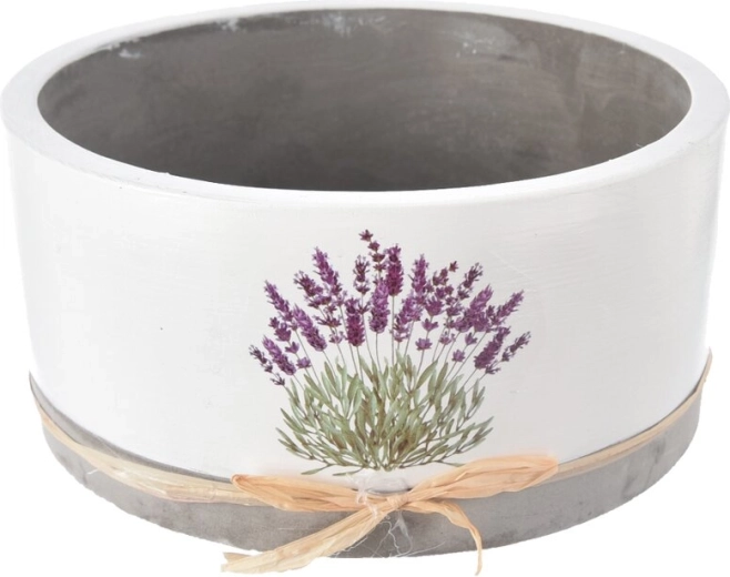 Valge betoonist lillepott lavendliga 18 × 18 × 9 cm