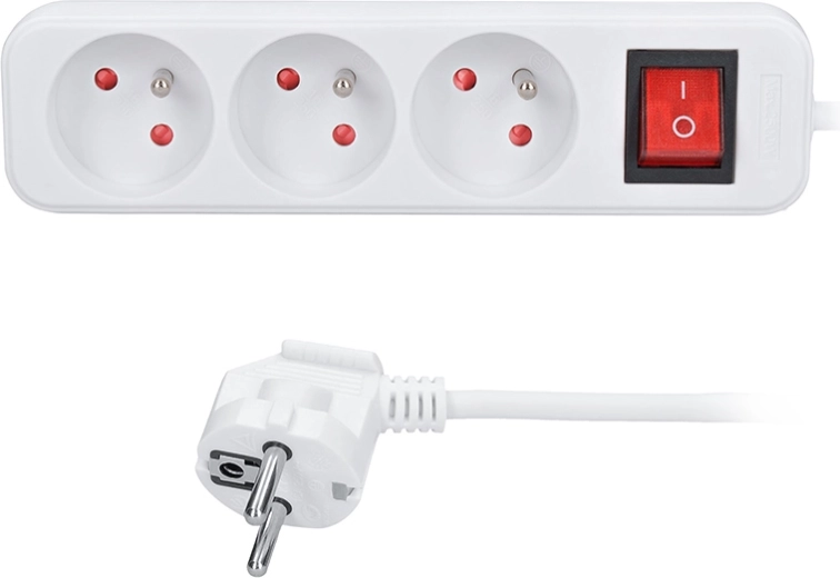 Solight pikendusjuhe 3 pistikupesaga 10 m lülitiga, valge