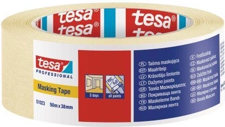 Krepp-maskeerimisteip 38 mm × 50 m kollane Tesa