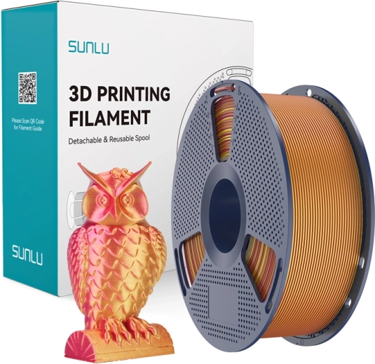 Sunlu PLA+ Silk kahevärviline filament 3D-printimiseks (punane/kuldne)