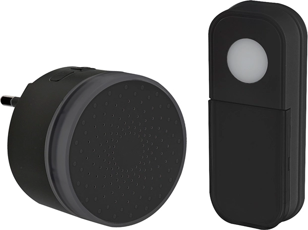 Solight juhtmevaba miniuksekell pistikupessa, 180 m – Must