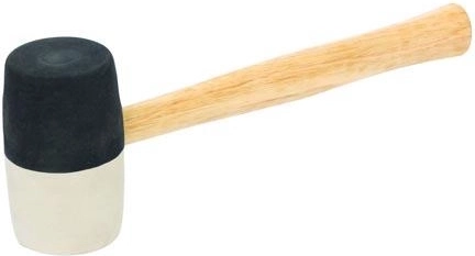 Kummivasar 860 g, läbimõõt 65 mm, must-valge, puidust käepide