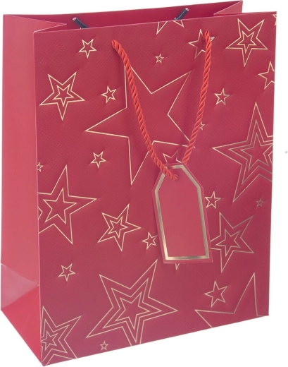 Paberist kinkekott tähega 26 × 12 × 32 cm – Punane