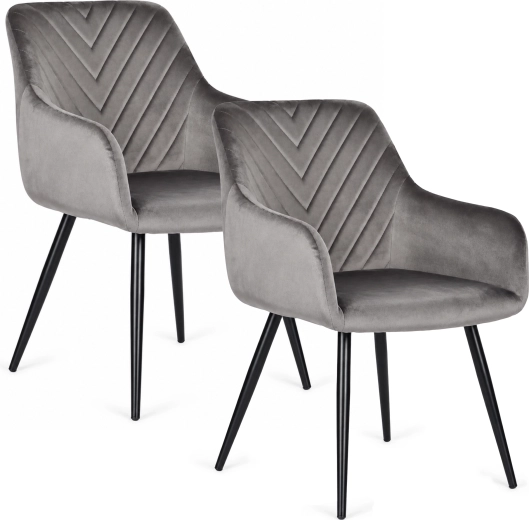 Modern Velvet Dining Chairs ModernHome - 2 pcs – Dark gray