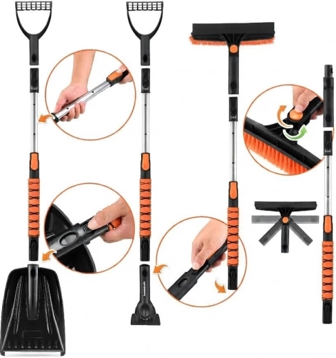 Telescopic 3-in-1 car kit for snow and ice