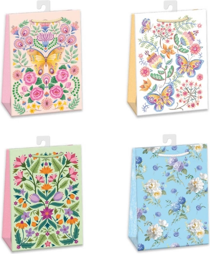 Lillede ja liblikate motiiviga kinkekott 23 × 32 cm – 1 tk
