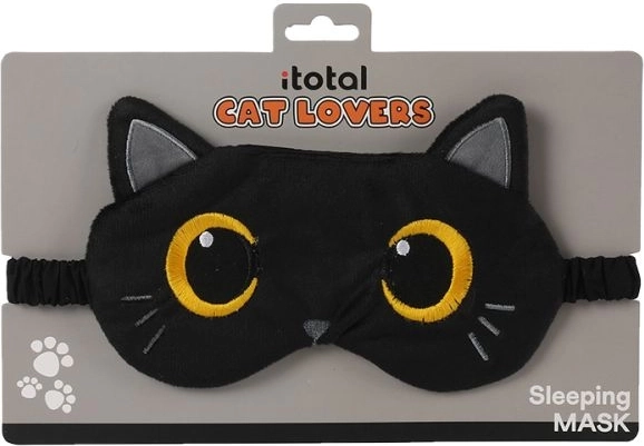 Sleep mask with black cat motif