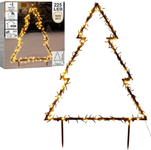 Outdoor Illuminated Metal Christmas Tree with 225 LEDs, 100 cm
