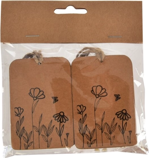 Taimemotiiviga must paberist nimesilt 6 × 8 cm (4 tk)