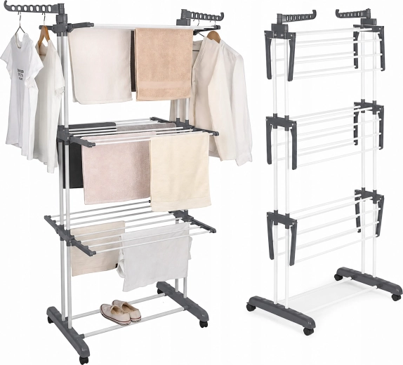 XXL kokkupandav ratastel pesukuivatusrest (kuni 50 kg)