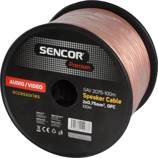 Sencori kõlarikaabel 2 × 0,75 mm², 100 m
