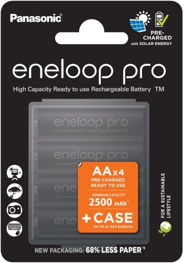 Panasonic Eneloop Pro rechargeable AA batteries 2500 mAh with case - 4 pcs