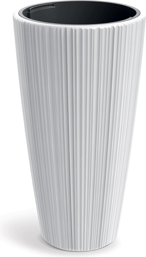 Lillepott ORO 39 cm valge vertikaalsete soontega