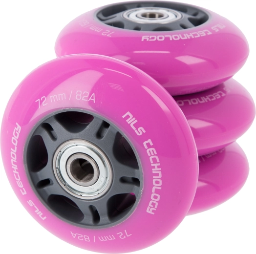 PU rattad laagritega rulluisudele NILS EXTREME 72 mm roosa