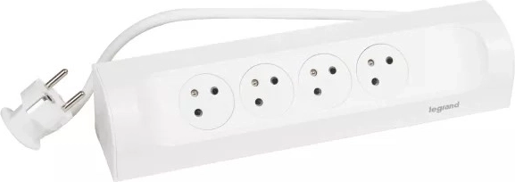 Nurgeline pikendusjuhe, 4 maandusega pistikupesa, 1 m, valge