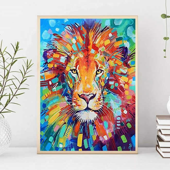 5D teemantmaal – värviline lõvi 40 × 50 cm