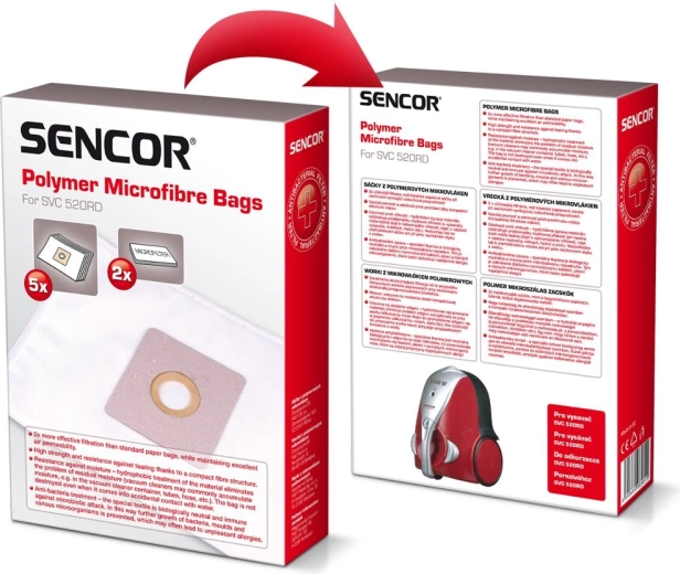 Sencor microfiber vacuum cleaner bags for SVC 520, 5 pcs