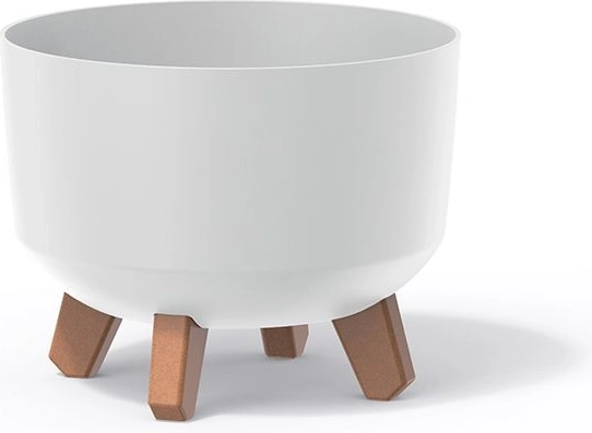 Gracia Standard 20 cm jalakestega lillepott – valge plastist taimeümbris