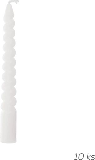 Decorative twisted candles 10 cm - 10 pcs – White