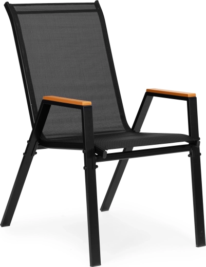 Stable steel frame with wooden armrests