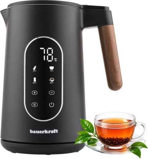 Bauerkraft juhtmevaba veekeetja 1,7 l temperatuuri reguleerimisega, must