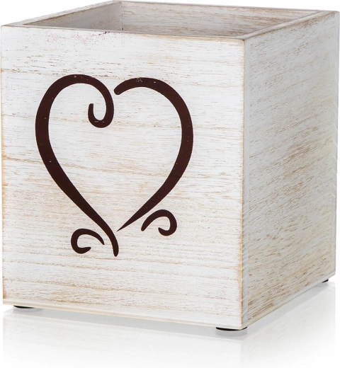 Wooden decorative box with heart motif 13 × 13 × 14 cm