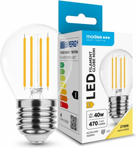 Modee LED-filamentpirn Globe Mini G45 E27 4 W 430 lm soe valge