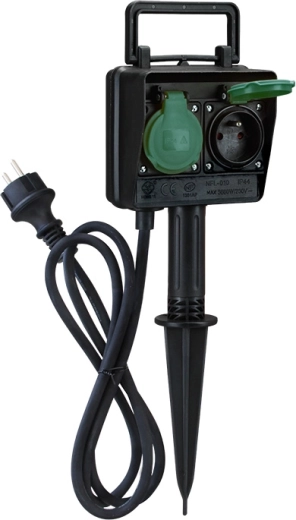 Solight aiaposti IP44, 2 pistikupesa ja 1,5 m kummikaabliga