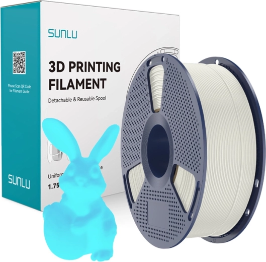 Sunlu PLA filament, pimedas helendav, valge-sinine