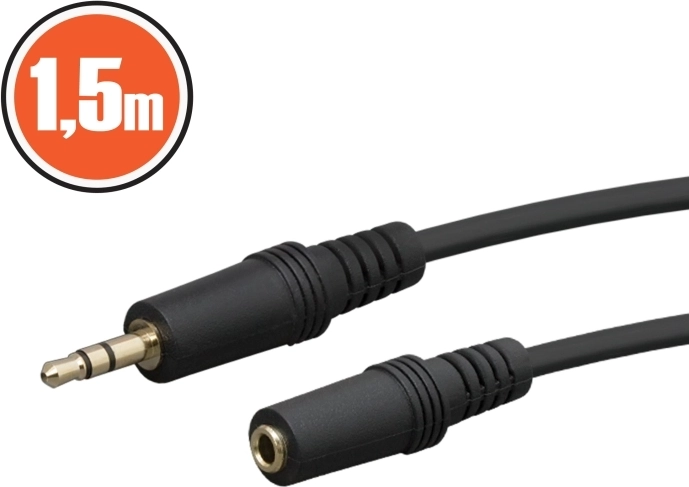 Pikendusjuhe audioühendusele Jack 3,5 mm, 1,5 m, must