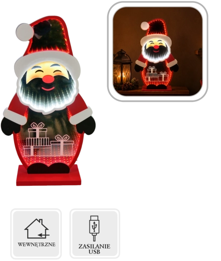 Christmas 3D Santa Claus Decoration with Infinity Mirror LED Effect
