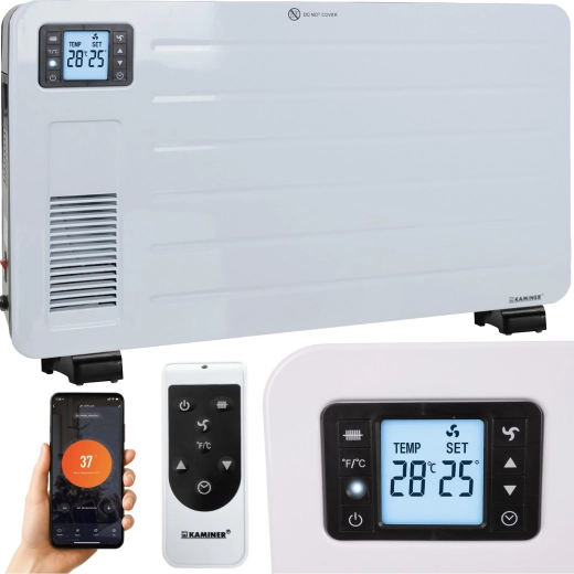 Kaminer Ziflo electric convection heater with WiFi and remote control, white