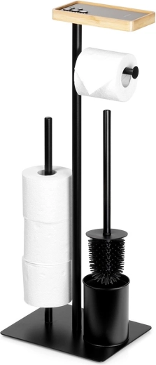 Tualettpaberihoidja alusega ja WC-harjaga, must, 68,5 cm